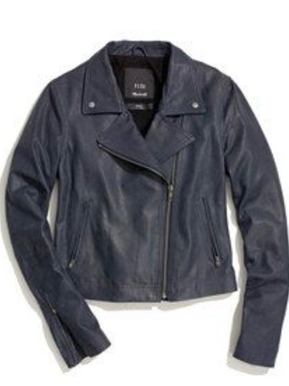 Veda x Madewell Moto Deep Blue Leather Jacket